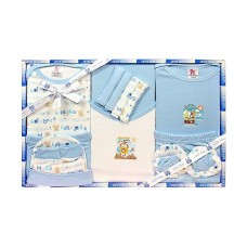 BABY STATION Cotton Gift Set For New Born Unisex- 13 Pieces (Blue)