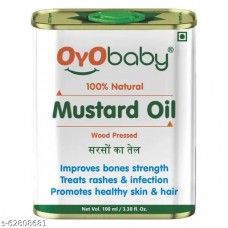  BABY Kachi Ghani Pure Natural Wood Pressed Mustard Oil | Sarso Ka Tel |Baby Massage Oil for bone Development and healthy muscles | Nourishes skin and Hair | Paraben & Sulfate Free - 100 ml