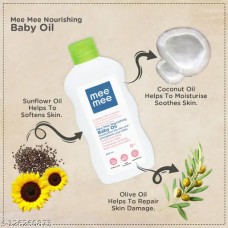 Mee Mee Baby Oil with Olive & Sunflower Seed Oil | Gentle, Microbiologically Tested | Ideal for Daily Infant Massage | Keeps Skin Soft & Beautiful | 200 ml