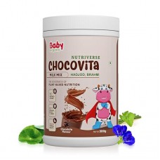 Babyorgano Nutriverse Chocovita Kids Instant Health & Nutritional Milk Drink Mix Powder Goodness of 100%(2-15 Years) Ayurvedic 15 Herbs Helps Body Growth & Bone Strength No Refined Sugar 300gm