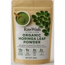 RawWish Organic Moringa Powder 200g | Ayurvedic Superfood for Immunity, Energy & Detox | High in Iron, Calcium, Fiber | Moringa for Drinking, Cooking & Weight Loss