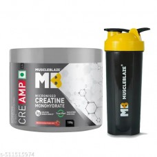 MuscleBlaze Creatine Monohydrate CreAMP™ with CreAbsorb™, Trustified Certified (100 g, Watermelon Kool Aid, 22 Servings) with Shaker, 650ml (Combo Pack)
