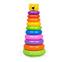 Plastic Baby Kids Teddy Stacking Ring Jumbo Stack Up Educational Toy Assorted color Rings Tower Construction Toys